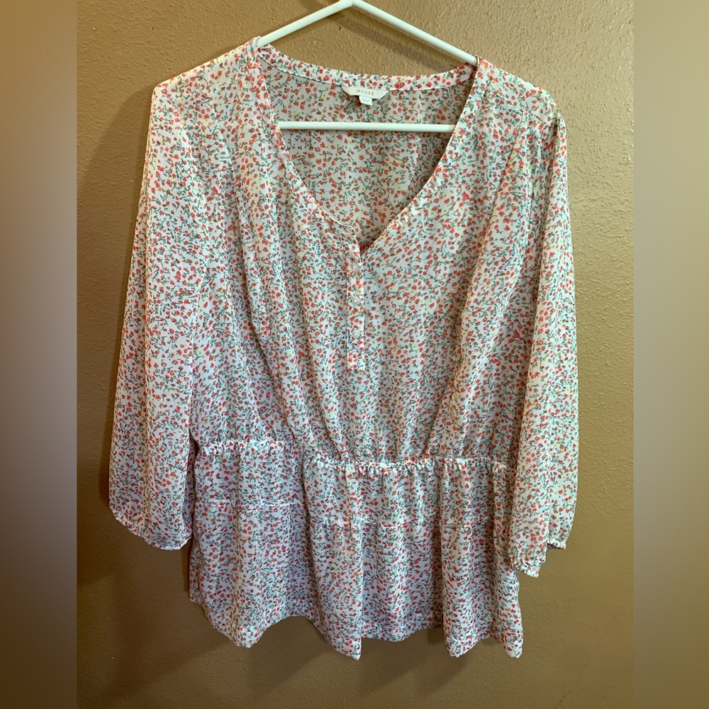 Guess Pink Ditsy Floral Print Women's Blouse XL